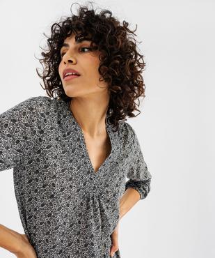 Tee-shirt manches longues imprimé col V fantaisie femme vue2 - GEMO 4G FEMME - GEMO