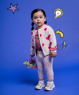 Gilet à col rond double porté avec motifs coeurs bébé fille vue4 - GEMO(BEBE DEBT) - GEMO