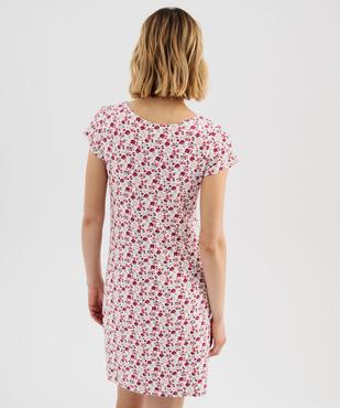 Chemise de nuit en maille extensible avec col V en dentelle femme vue3 - GEMO 4G FEMME - GEMO