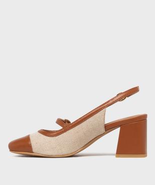 Escarpins slingbacks à talon large, bout carré et brides femme vue3 - FOLLOW ME - GEMO