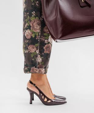 Escarpins slingback vernis à talon fin et détails ajourés - Follow Me vue7 - FOLLOW ME - GEMO