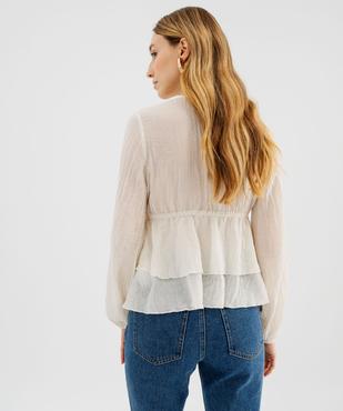 Blouse manches longues à volants et liens à nouer femme vue4 - GEMO(FEMME PAP) - GEMO