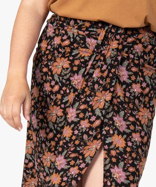 Jupe femme grande taille à motifs fleuris fendue sur l’avant vue2 - GEMO (G TAILLE) - GEMO