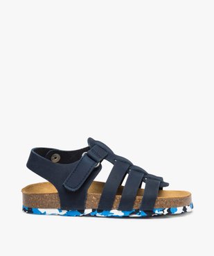 Sandales garçon unies en cuir avec bride à scratch vue1 - GEMO (ENFANT) - GEMO