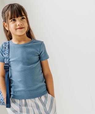 Tee-shirt manches courtes en maille côtelée fille vue1 - GEMO 4G FILLE - GEMO