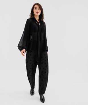 Blouse manches longues en voile transparent et col lavallière femme vue6 - GEMO(FEMME PAP) - GEMO