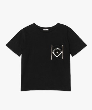 Tee-shirt femme à manches courtes avec poche poitrine brodée vue4 - GEMO(FEMME PAP) - GEMO