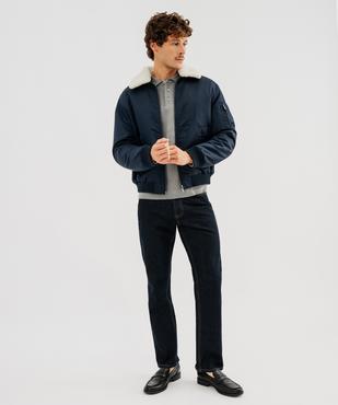 Blouson aviateur en matière déperlante avec col sherpa amovible homme vue4 - GEMO (HOMME) - GEMO