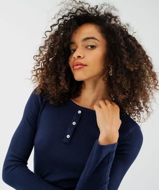 T-shirt col tunisien uni femme vue3 - GEMO(FEMME PAP) - GEMO