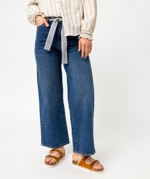 Pantacourt en jean large avec ceinture à nouer femme - LuluCastagnette vue1 - LULUCASTAGNETTE - GEMO