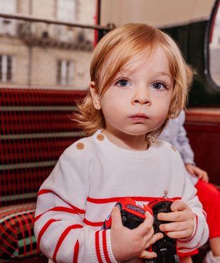 Pull rayé en fine maille bébé garçon - LuluCastagnette vue1 - LULUCASTAGNETTE - GEMO
