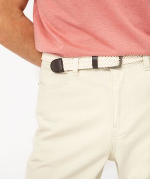 Pantalon 5 poches en coton stretch texturé avec ceinture tressée homme vue2 - GEMO 4G HOMME - GEMO