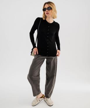 Gilet à col rond en maille fine femme vue4 - GEMO 4G FEMME - GEMO