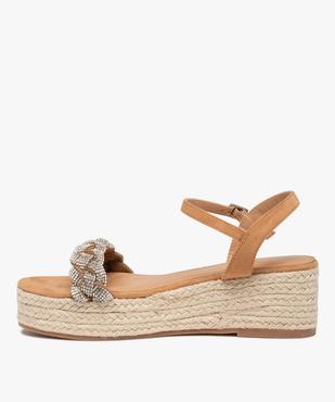 Sandales femme compensées à bride strass tressée vue4 - GEMO(URBAIN) - GEMO