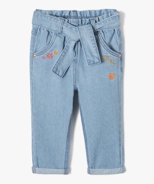 Jean bébé fille avec motifs brodés - LuluCastagnette vue1 - LULUCASTAGNETTE - GEMO