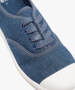 Baskets femme en toile unie style denim avec lacets pailletés vue7 - GEMO 4G FEMME - GEMO