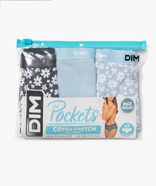 Boxers confort en coton stretch femme (lot de 3) - Les Pockets Dim vue2 - DIM - GEMO