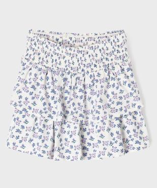 Jupe short fleurie à volants et taille à smocks fille vue5 - GEMO 4G FILLE - GEMO