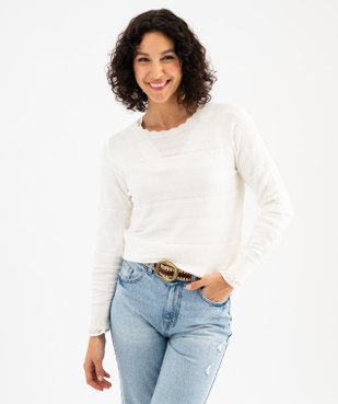 Pull col rond en maille fine femme  vue1 - GEMO 4G FEMME - GEMO