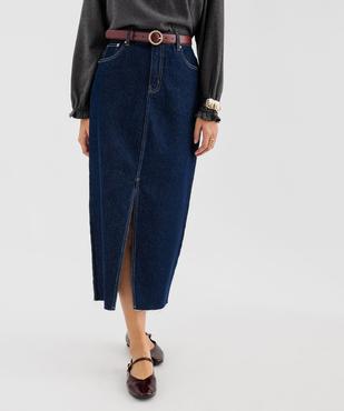 Jupe en jean longue à fente en denim stretch femme vue2 - GEMO 4G FEMME - GEMO