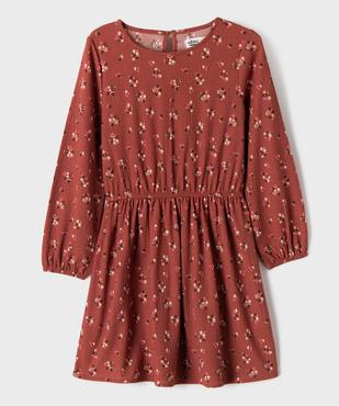 Robe courte à manches longues en maille texturée extensible fille vue1 - GEMO (ENFANT) - GEMO