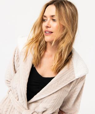 Robe de chambre femme courte à capuche en maille peluche vue2 - GEMO(HOMWR FEM) - GEMO
