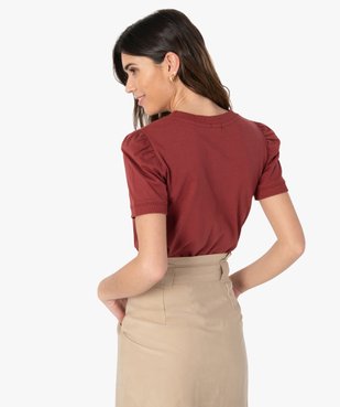 Tee-shirt femme à message avec manches bouffantes vue3 - GEMO(FEMME PAP) - GEMO