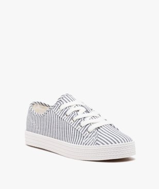 Baskets en toile à lacets avec épaisse semelle femme vue3 - FOLLOW ME G4G - GEMO