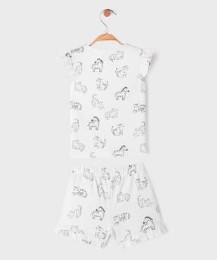 Ensemble 2 pièces à motifs animaux bébé fille tee-shirt et short vue3 - GEMO 4G BEBE - GEMO