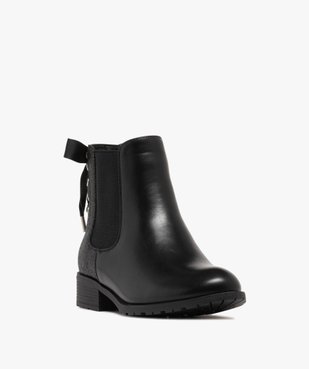 Boots femme Chelsea à détails pailletés avec ruban lacé à l'arrière vue2 - GEMO (CASUAL) - GEMO