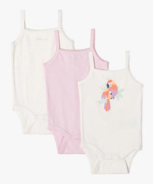 Bodies à bretelles avec motifs exotiques bébé fille (lot de 3) vue1 - GEMO 4G BEBE - GEMO