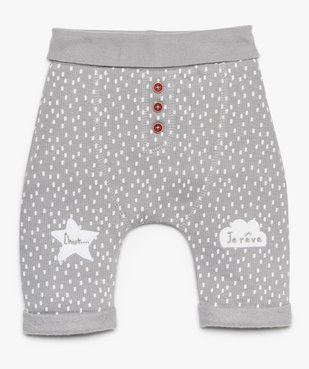 Pantalon bébé imprimé en molleton doux et patchs velours vue1 - GEMO(BB COUCHE) - GEMO