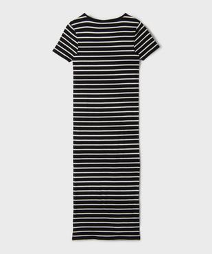 Robe longue en maille côtelée rayée fille vue4 - GEMO 4G FILLE - GEMO