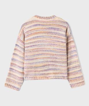 Pull court et large en maille fantaisie à rayures colorées fille vue3 - GEMO (JUNIOR) - GEMO