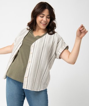 Blouse femme grande taille rayée à manches courtes   vue1 - GEMO (G TAILLE) - GEMO