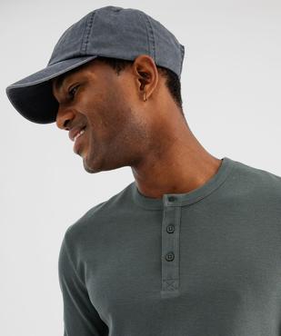 Tee-shirt manches longues en coton piqué avec col tunisien homme vue4 - GEMO 4G HOMME - GEMO