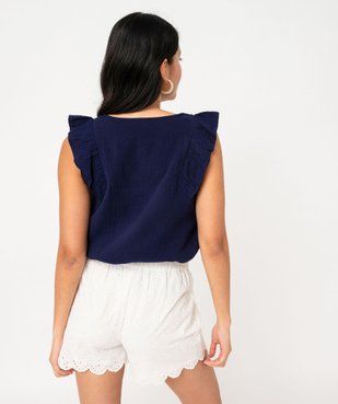 Débardeur en gaze de coton avec volants sur les épaules femme vue3 - GEMO(FEMME PAP) - GEMO