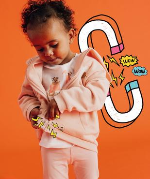 Sweat à capuche fermeture zippée aimantée bébé fille vue1 - GEMO 4G BEBE - GEMO