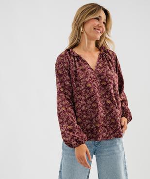 Blouse manches longues en viscose fleurie femme vue1 - GEMO 4G FEMME - GEMO