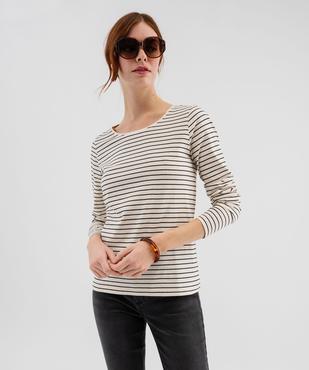 Tee-shirt manches longues rayé femme vue1 - GEMO 4G FEMME - GEMO