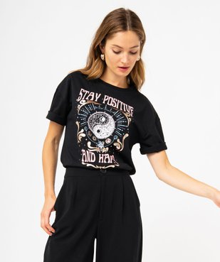 Tee-shirt à manches courtes avec motif Yin et Yang femme vue3 - GEMO(FEMME PAP) - GEMO