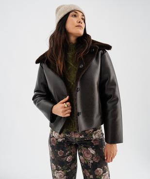 Blouson réversible cuir imitation ou fourrure imitation femme vue4 - GEMO(FEMME PAP) - GEMO