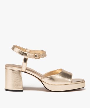 Sandales femme à talon flare métallisées avec bride cheville vue2 - GEMO(URBAIN) - GEMO