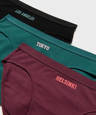 Culottes en coton stretch avec inscriptions urbaines fille (lot de 3) vue2 - GEMO 4G FILLE - GEMO