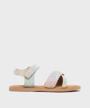 Sandales en cuir à brides croisées irisées et scratch ajustable fille - Lovely Wings vue1 - LOVELY WINGS GEMO FOR GOOD - GEMO