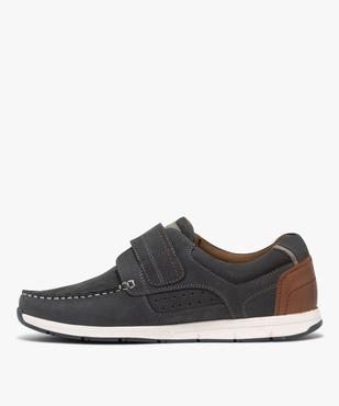 Mocassins en cuir à semelle sport et bride scratch homme vue4 - G'FLEX GEMO FOR GOOD - GEMO