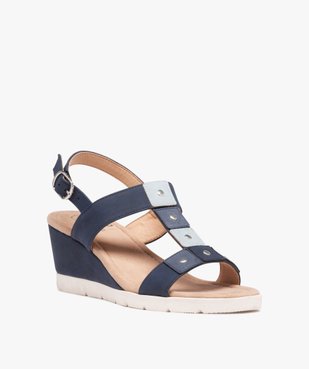 Sandales compensées femme confort en suédine vue2 - GEMO(URBAIN) - GEMO