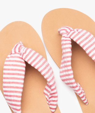 Tongs femme à brides en toile rayée rembourrée vue3 - GEMO (PLAGE) - GEMO