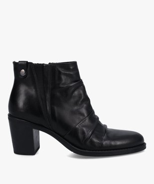 Boots femme à talon dessus en cuir drapé uni vue1 - GEMO(URBAIN) - GEMO