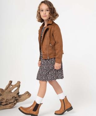 Blouson fille style biker en suédine  vue6 - GEMO (ENFANT) - GEMO